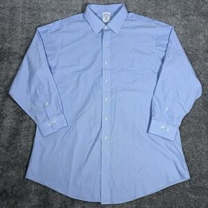 Brooks Brothers Shirt Men's 17.5 2/3 Blue Long Sleeve Button Up Regent Fit *Flaw